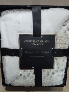 Christian Sirisno New York Oversized Faux Fur Throw Leopard Print New